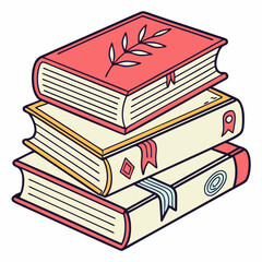 Charming Stack of 3D Books with Vibrant Covers and Realistic Shadows on Transparent Background, Perfect for Education or Literary-Themed Projects