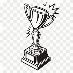 Elegant Golden 3D Trophy with Intricate Details and Shining Metallic Effects on Transparent Background, Perfect for Award and Achievement Designs