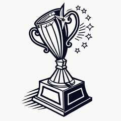 Elegant Golden 3D Trophy with Intricate Details and Shining Metallic Effects on Transparent Background, Perfect for Award and Achievement Designs