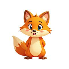 Obraz premium Cute 3D Cartoon Fox, Adorable Animal - 3D illustrations