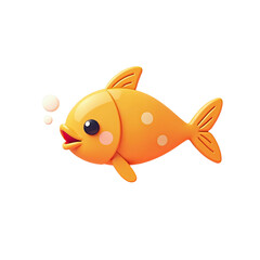 Cute 3D Cartoon Goldfish Illustration - 3D renders