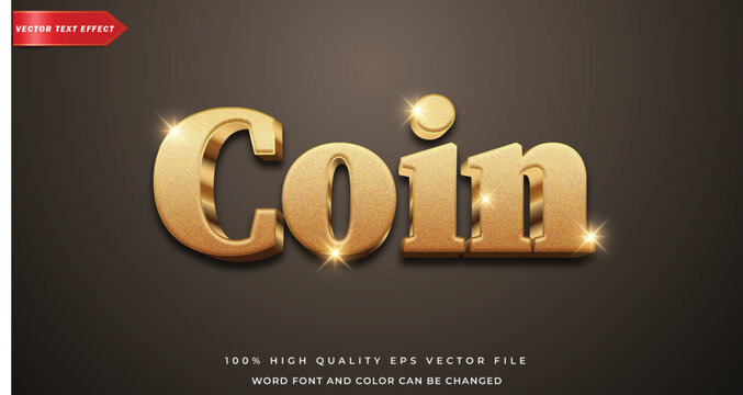 Coin text effect editable 3d style