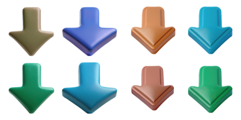 Colorful Arrow Shapes for Design Elements, PNG collection, set bundle, isolate on transparent or white background