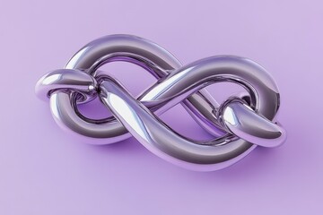Naklejka premium A Polished Metallic Infinity Knot Design on Lavender