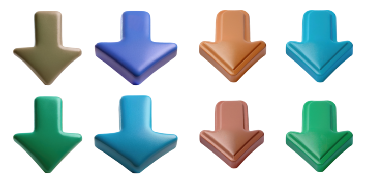 Colorful Arrow Shapes for Design Elements, PNG collection, set bundle, isolate on transparent or white background