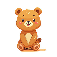 Obraz premium Cute Cartoon Bear Cub Illustration - Minimalist style
