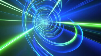 Abstract Digital Tunnel: Neon Lights and Swirling Energy