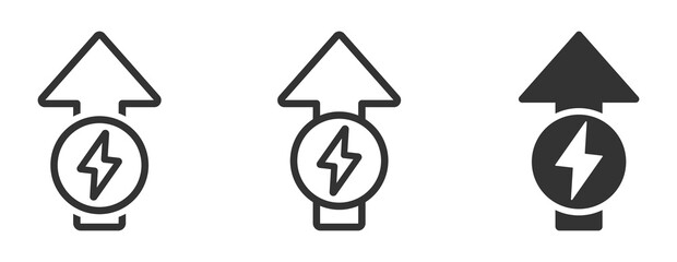 Energy increase vector icon design set. Energy increase icon
