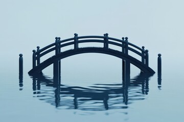 Obraz premium Serene Wooden Bridge Reflecting In Calm Water