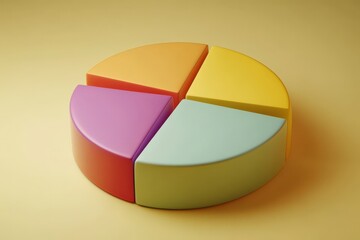 Obraz premium Colorful three dimensional pie chart graphic representation