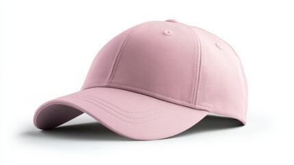 Fototapeta premium a blank pink baseball hat for a mock-up image on a white background