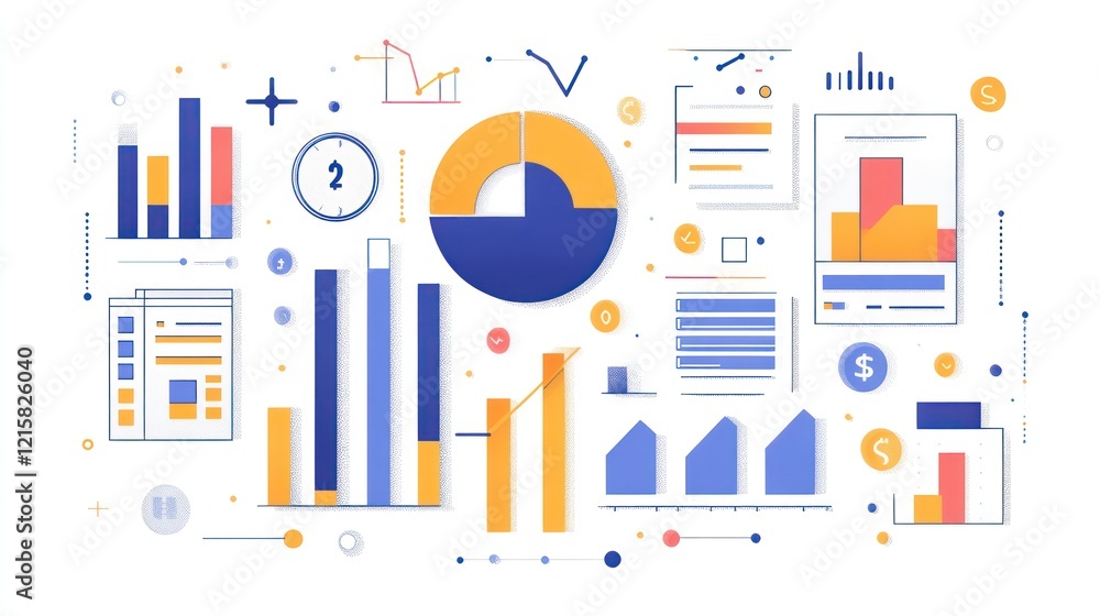 Poster data analysis charts and graphs infographic.