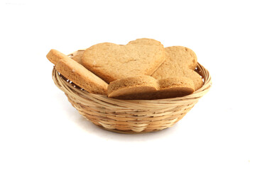 bowl of heart shaped gingerbread cookies