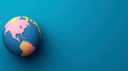 Fototapeta premium Colorful Globe on Blue Background Representing Global Connectivity and Diversity