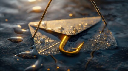 Phishing awareness through the depiction of a fishing hook as an email icon