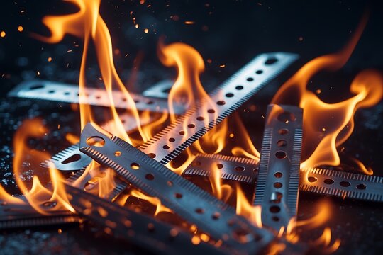 burning razorblades on fire