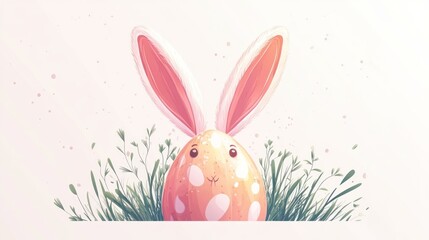 Obraz premium Cute Easter bunny egg in grass.