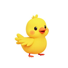 Cute Yellow Chick Cartoon 3D Render - 3D Renderings