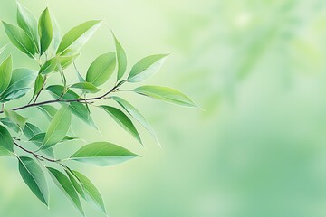 Fototapeta premium Captivating floral nature background leafy branches in a serene green environment