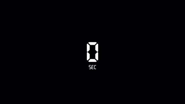 Digital circle countdown timer five seconds animation from 05 to 0 seconds on transparent background, 05 second countdown timer, Digital Countdown video
