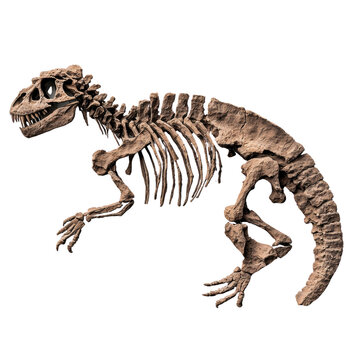Fototapeta Detailed dinosaur skeleton model isolated on transparent background