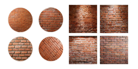 Textured Brick Wall Backgrounds Collection, PNG collection, set bundle, isolate on transparent or white background