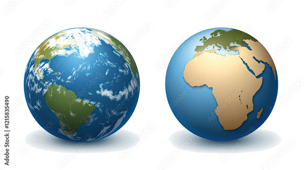 Poster earth planets and globe on transparent background generative ai