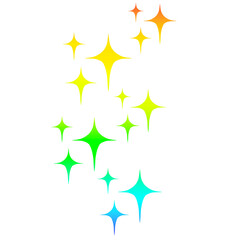 上から流れる虹色のグラデーションのキラキラ