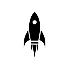 Rocket Launch:  A bold black and white silhouette of a rocket blasting off, symbolizing the rapid acceleration, boundless potential, and audacious ambitions of  innovation and progress.  