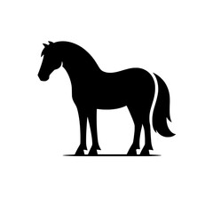 Silhouette of a Horse: A striking silhouette of a majestic horse stands against a blank background, showcasing its elegant form and graceful posture.