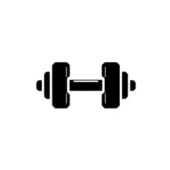 Dumbbell Icon: A simple yet striking black silhouette of a dumbbell, ideal for fitness-related designs and applications.  The icon represents strength, exercise, and healthy lifestyle. 
