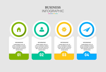 infographic numbered process chart template. Four steps