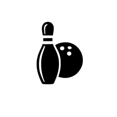 Bowling Pin and Ball Icon: A simple yet effective illustration of a bowling pin and ball, ideal for game-related designs and applications.  The bold.