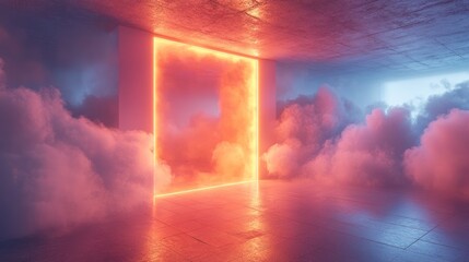 Neon Gateway to a Dreamlike Cloudscape