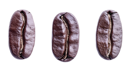 Falling Coffee Beans Isolated on Transparent Background Generative AI