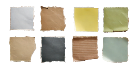 Colorful Paper Textures for Creative Projects,PNG set collection, isolated on transparent background