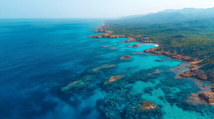 Aerial View Coastal Turquoise Waters