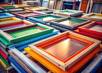 High-Resolution Image: Silk Screen Printing Frames for Textile Industry