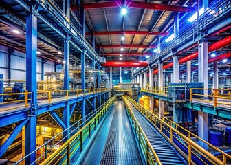 Industrial Chemical Plant Warehouse Conveyor System, Manufacturing Facility Material Transport