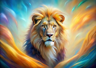Fototapeta premium Pastel Lion Abstract Aerial Wallpaper: Soft Panthera Generative Art