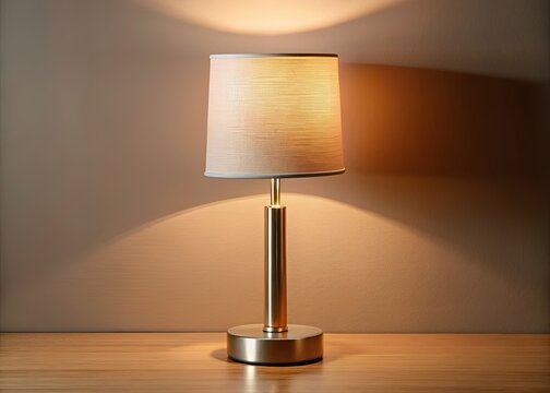 Stylish Modern Table Lamp on Left, Copy Space for Text, Home Decor