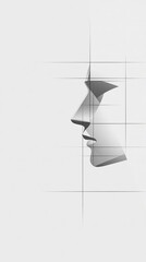 Abstract grayscale profile portrait subtly rendered soft light. AI Generated