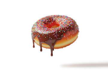 Donut with Chocolate Glaze and Colorful Sprinkles.