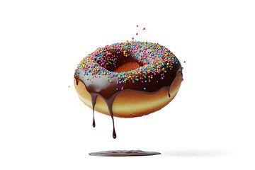 Donut with Chocolate Glaze and Colorful Sprinkles.