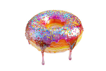 Donut with Chocolate Glaze and Colorful Sprinkles.