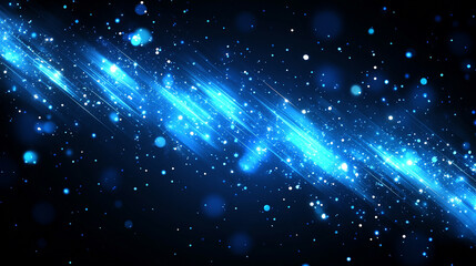 Blue background with glowing light rays creating a futuristic glow effect symbolizing calm clarity innovation endless possibilities modern minimalism hope blurred empty space bright and clean aestheti