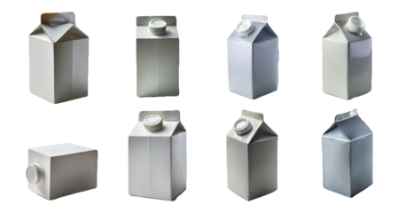 Cardboard carton packaging for liquids isolated on transparent background