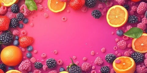 banner with dynamic array of fresh fruits 