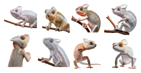 Collection of Eight Chameleons in Different Poses