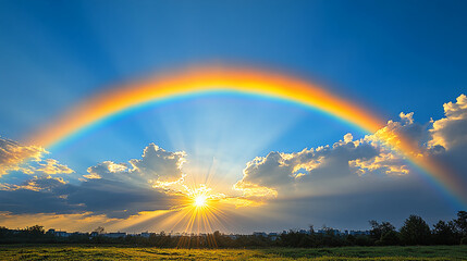 rainbow over the field